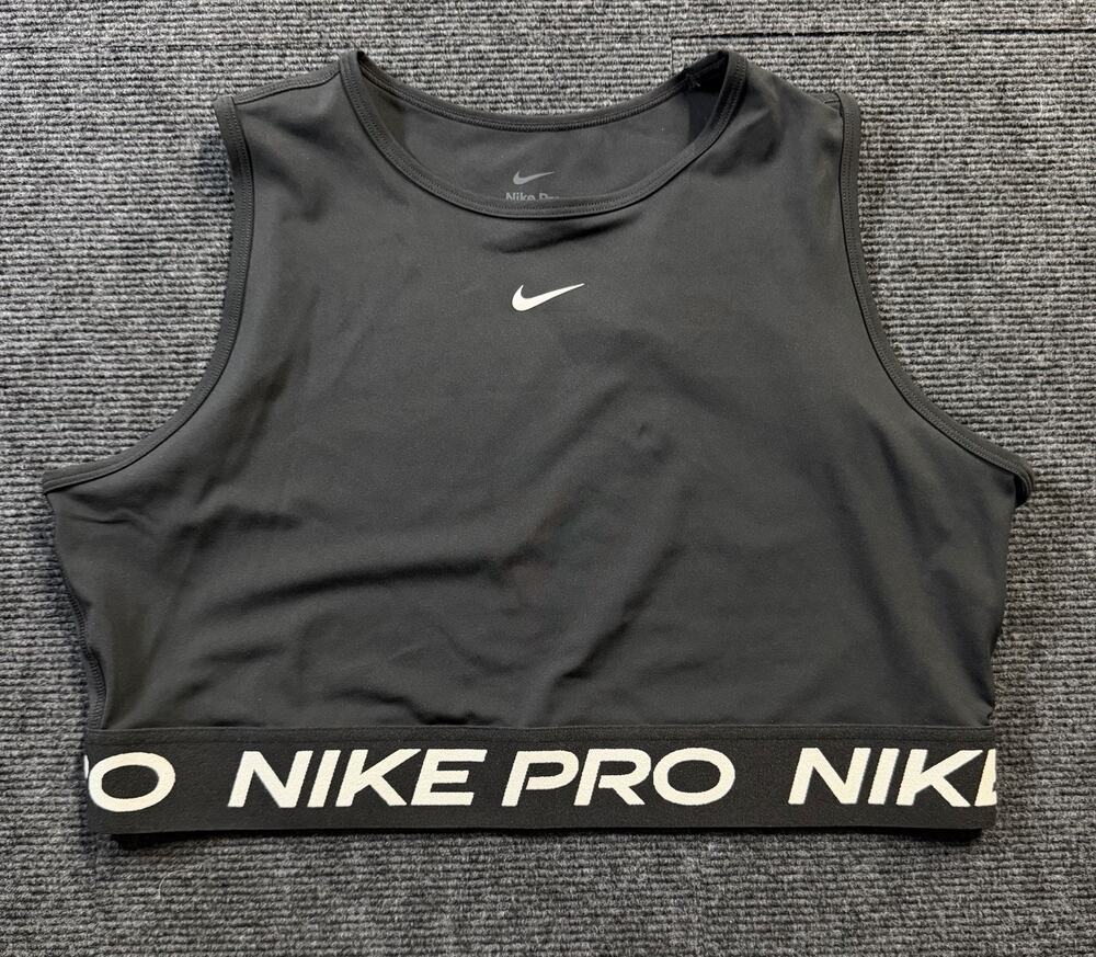 Nike Pro Women's Dri Fit Cropped Training Tank Top Size XL Black (FZ3615-010)